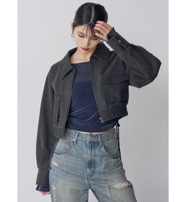 MURUA「フェイクレザーショートフライトジャケット【セット販売対象】」|ブルゾン・スタジャン|