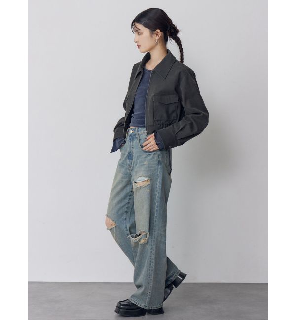 MURUA「フェイクレザーショートフライトジャケット【セット販売対象】」|ブルゾン・スタジャン|