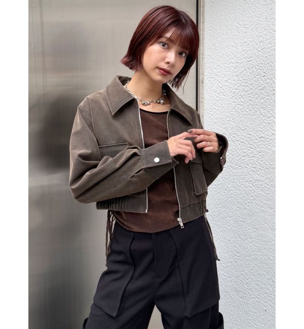 MURUA「フェイクレザーショートフライトジャケット【セット販売対象】」|ブルゾン・スタジャン|