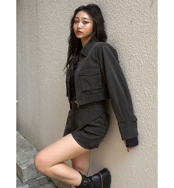 MURUA「フェイクレザーショートフライトジャケット【セット販売対象】」|ブルゾン・スタジャン|