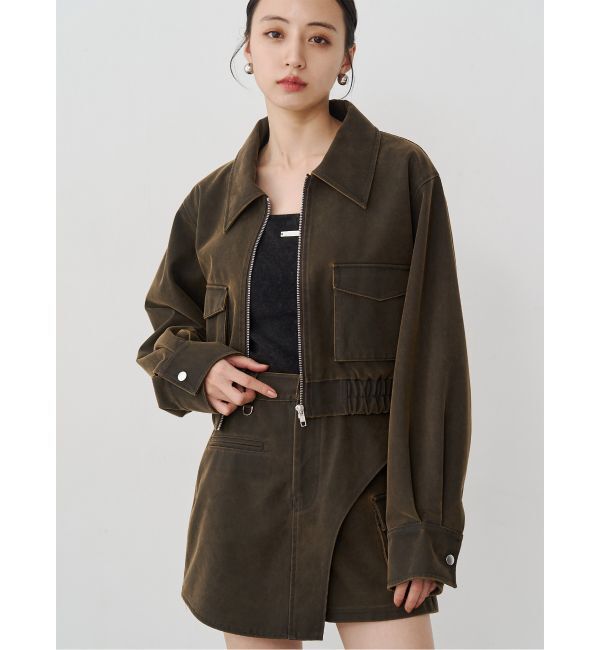 MURUA「フェイクレザーショートフライトジャケット【セット販売対象】」|ブルゾン・スタジャン|ブラウン