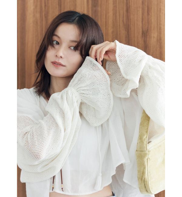 Ungrid「メッシュコンビショートブラウス」|シャツ・ブラウス|