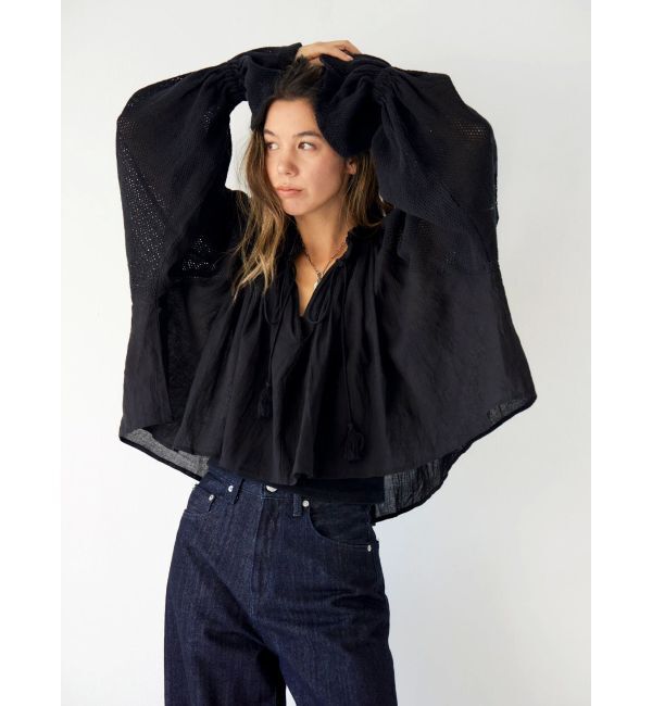 Ungrid「メッシュコンビショートブラウス」|シャツ・ブラウス|ブラック