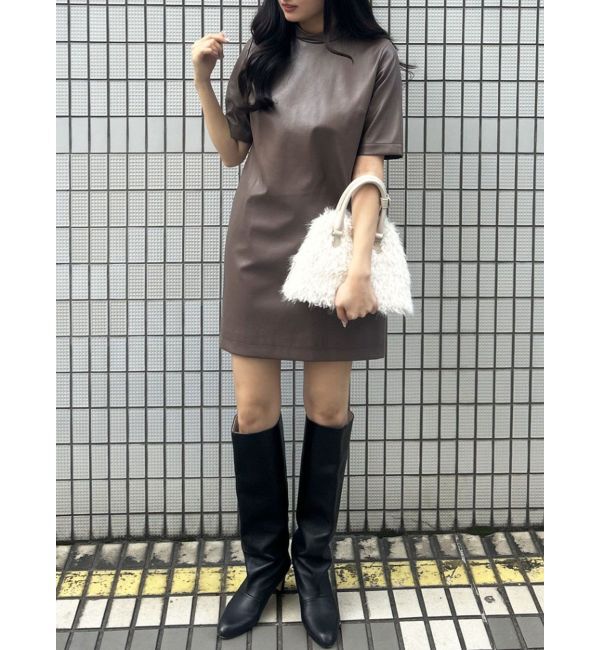 LAGUNAMOON「ボンディングフェイクレザーミニワンピース」|ワンピース|