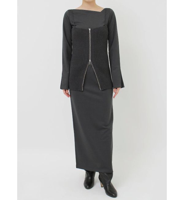 LAGUNAMOON「フロントZIPニットビスチェセットワンピース」|ワンピース|