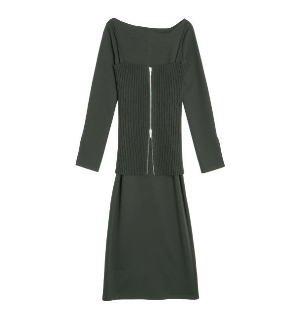 LAGUNAMOON「フロントZIPニットビスチェセットワンピース」|ワンピース|チャコールグレー