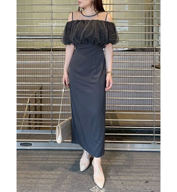 LAGUNAMOON「LADYシアーボレロレイヤードワンピース」|ドレス|チャコールグレー