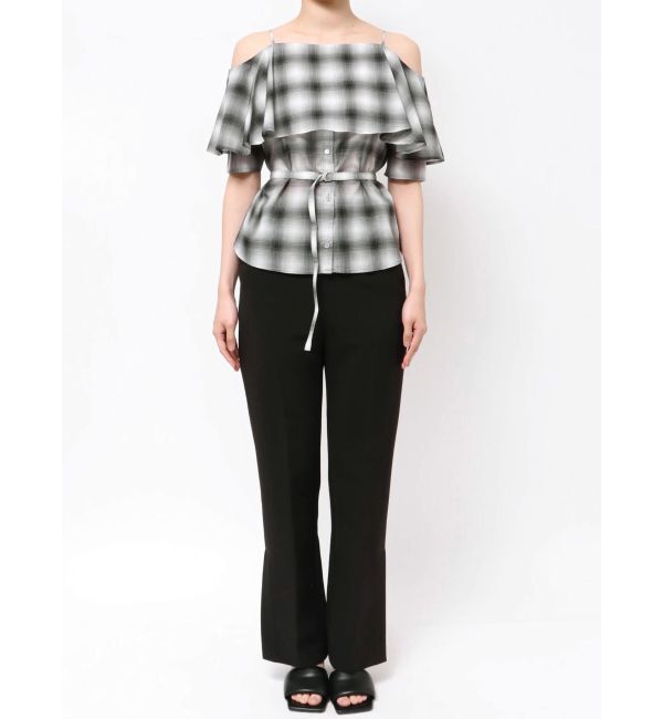 LAGUNAMOON「オンブレチェックオフショルダーブラウス」|シャツ・ブラウス|