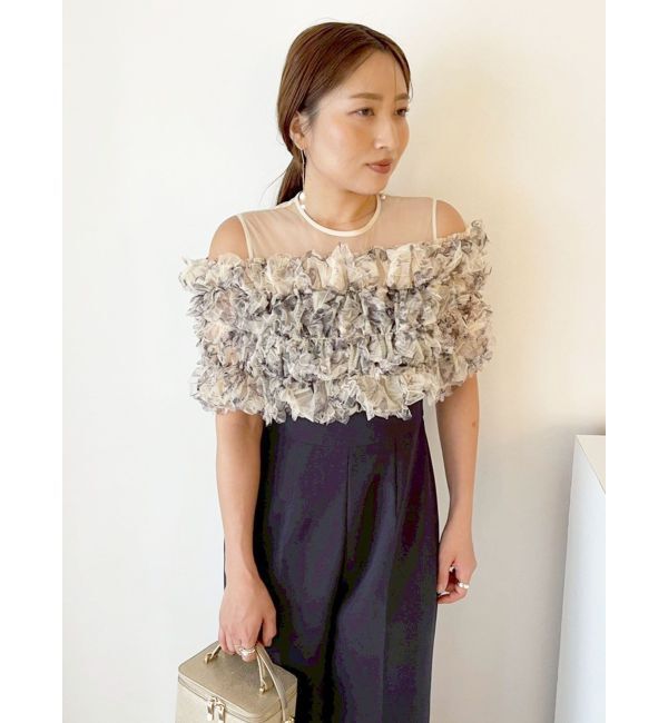 LAGUNAMOON「LADYチュールオフショルパンツドレス」|ワンピース|