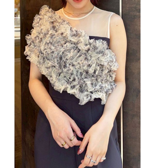 LAGUNAMOON「LADYチュールオフショルパンツドレス」|ワンピース|