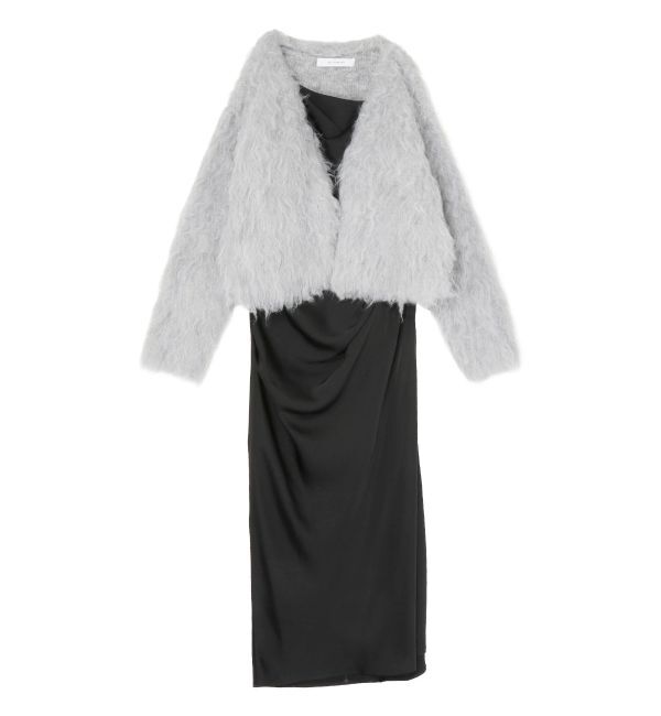 LAGUNAMOON「ファーライクニットカーデセットナローキャミワンピース」|ワンピース|