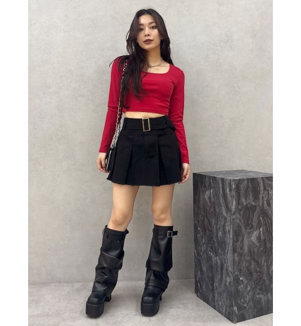 EVRIS「スクエアクロップドトップス」|Tシャツ・カットソー|