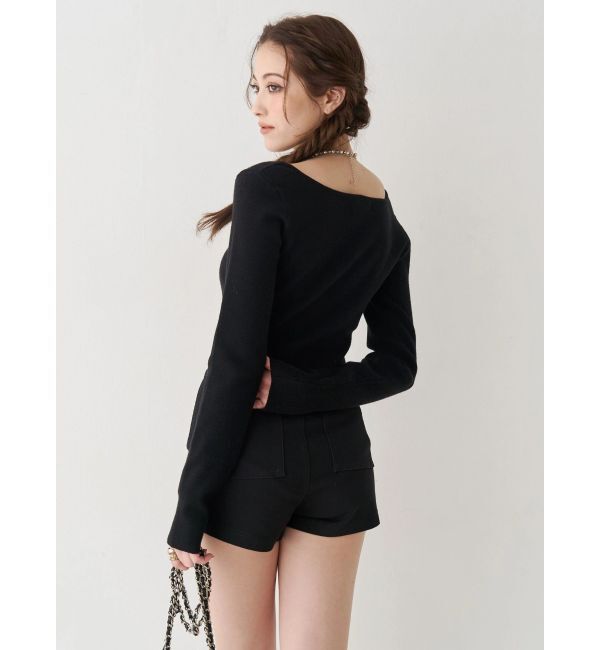 EVRIS「ラインストーンロゴニットトップス」|ニット・セーター|