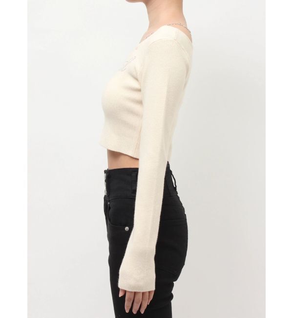 EVRIS「ラインストーンロゴニットトップス」|ニット・セーター|