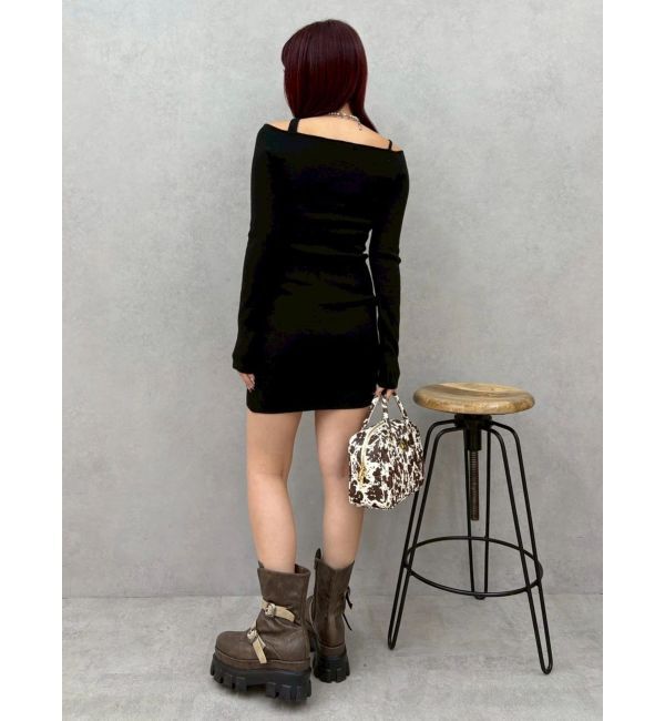 EVRIS「カットアウトニットミニワンピース」|ワンピース|