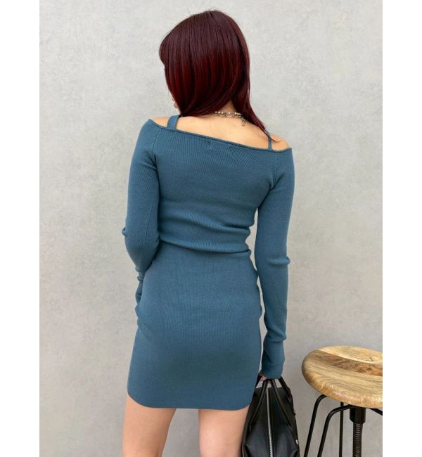 EVRIS「カットアウトニットミニワンピース」|ワンピース|