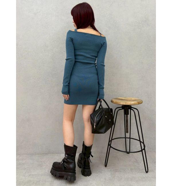 EVRIS「カットアウトニットミニワンピース」|ワンピース|