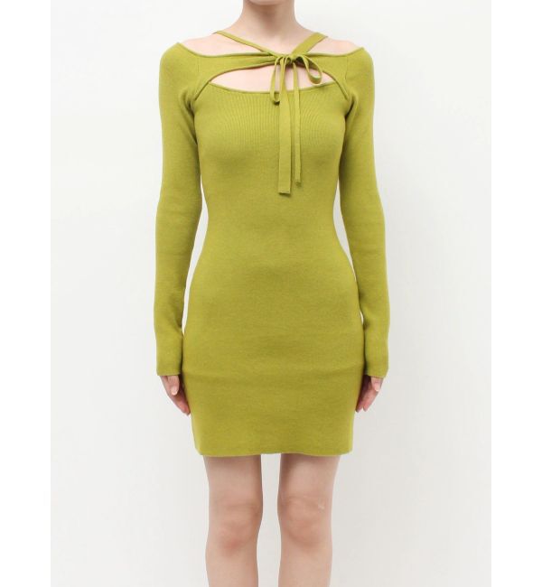 EVRIS「カットアウトニットミニワンピース」|ワンピース|