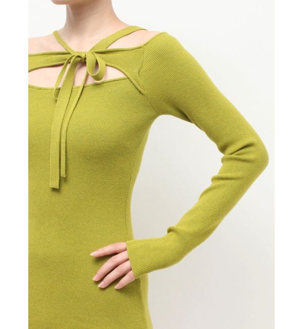 EVRIS「カットアウトニットミニワンピース」|ワンピース|