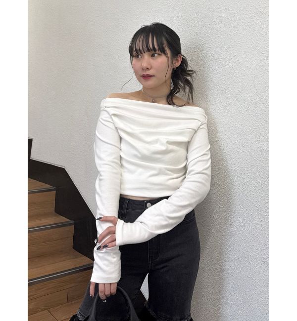 jouetie「ドレープオフショルトップス」|Tシャツ・カットソー|オフホワイト