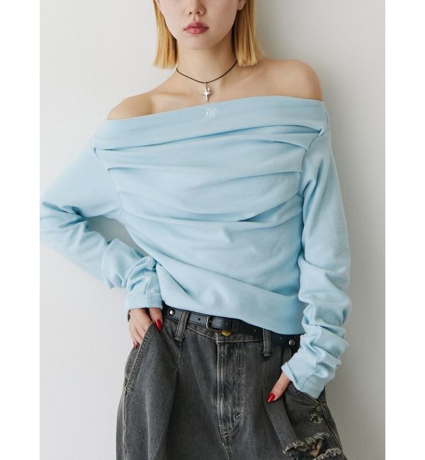 jouetie「ドレープオフショルトップス」|Tシャツ・カットソー|ブルー