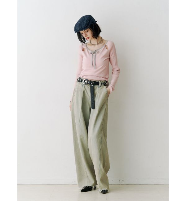 jouetie「オープンショルダーレイヤードニット」|ニット・セーター|