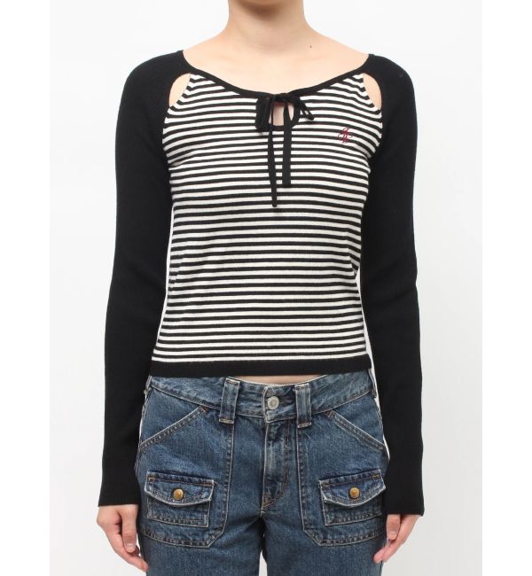 jouetie「オープンショルダーレイヤードニット」|ニット・セーター|