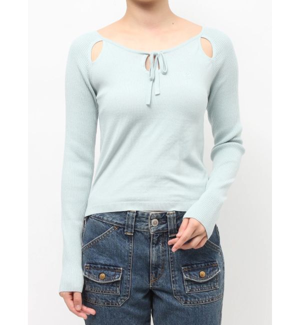 jouetie「オープンショルダーレイヤードニット」|ニット・セーター|