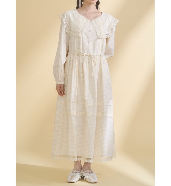 merry jenny「airy lace collarワンピース」|ワンピース|クリーム