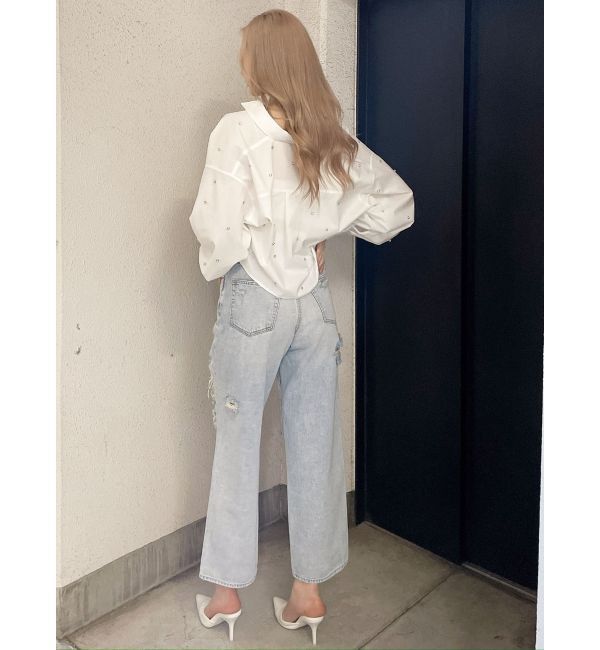 GYDA「ビジュー スタッズ ショート LOOSE シャツ」|シャツ・ブラウス|