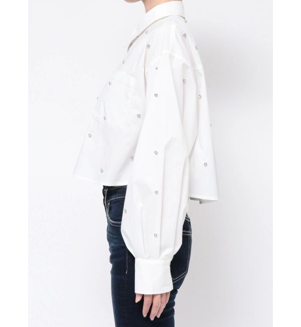 GYDA「ビジュー スタッズ ショート LOOSE シャツ」|シャツ・ブラウス|