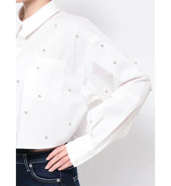 GYDA「ビジュー スタッズ ショート LOOSE シャツ」|シャツ・ブラウス|