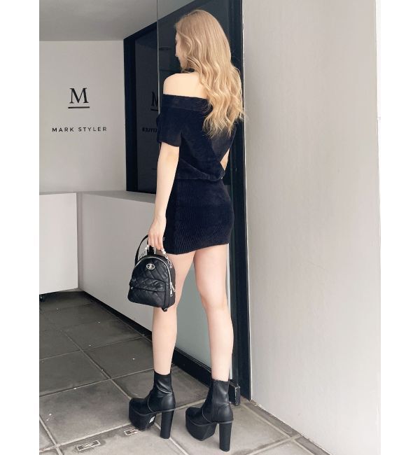 GYDA「ブラウジングオフショルシャギーニットワンピース」|ワンピース|