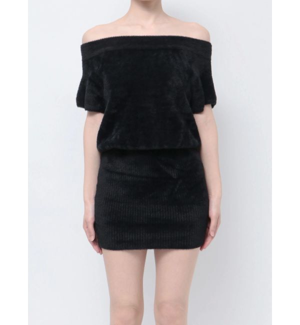 GYDA「ブラウジングオフショルシャギーニットワンピース」|ワンピース|