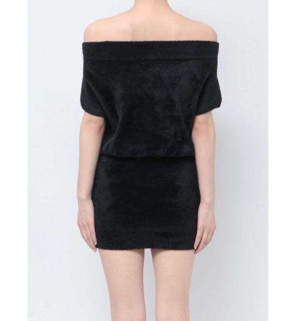 GYDA「ブラウジングオフショルシャギーニットワンピース」|ワンピース|