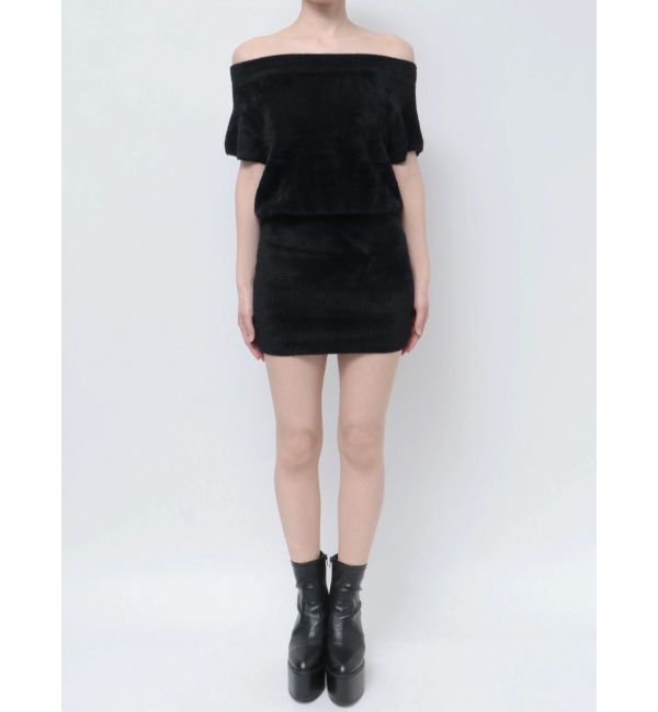 GYDA「ブラウジングオフショルシャギーニットワンピース」|ワンピース|