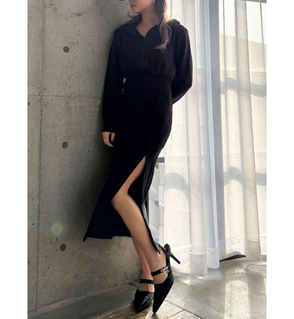 GYDA「【TINY】フーディードッキングスウェットワンピース」|ワンピース|ブラック