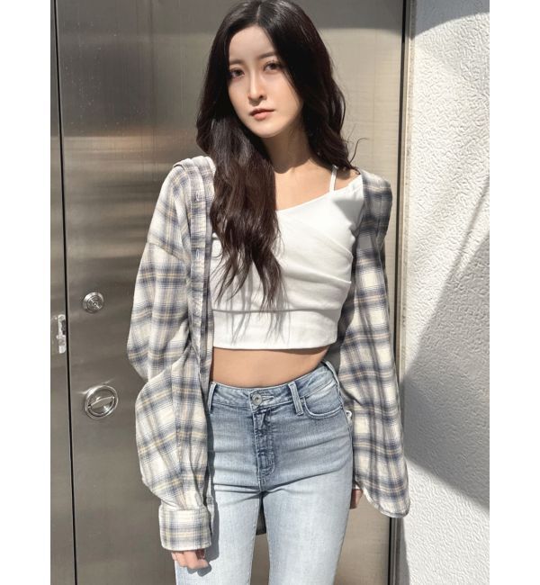 GYDA「check fabric processing シャツ」|シャツ・ブラウス|