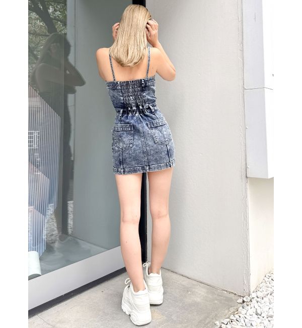 GYDA「フロントZIPタイトデニムワンピース」|ワンピース|