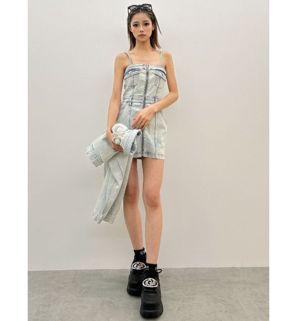 GYDA「フロントZIPタイトデニムワンピース」|ワンピース|