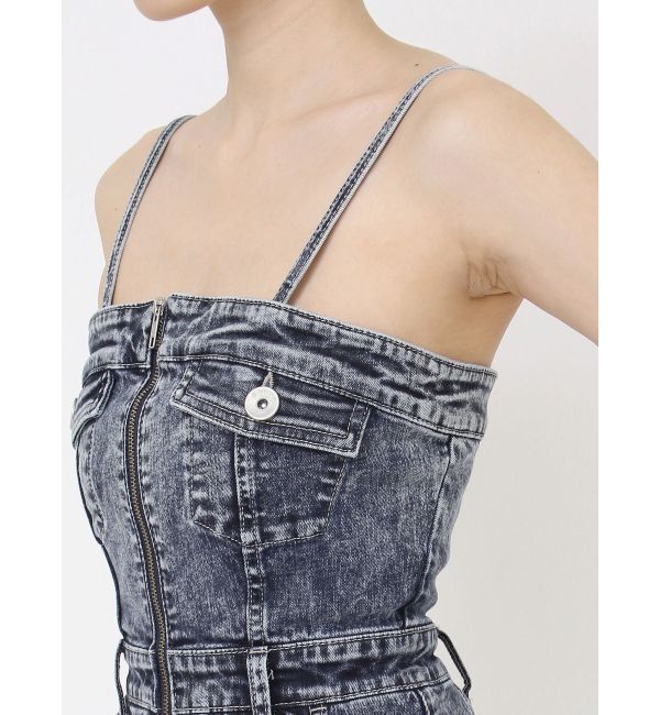 GYDA「フロントZIPタイトデニムワンピース」|ワンピース|