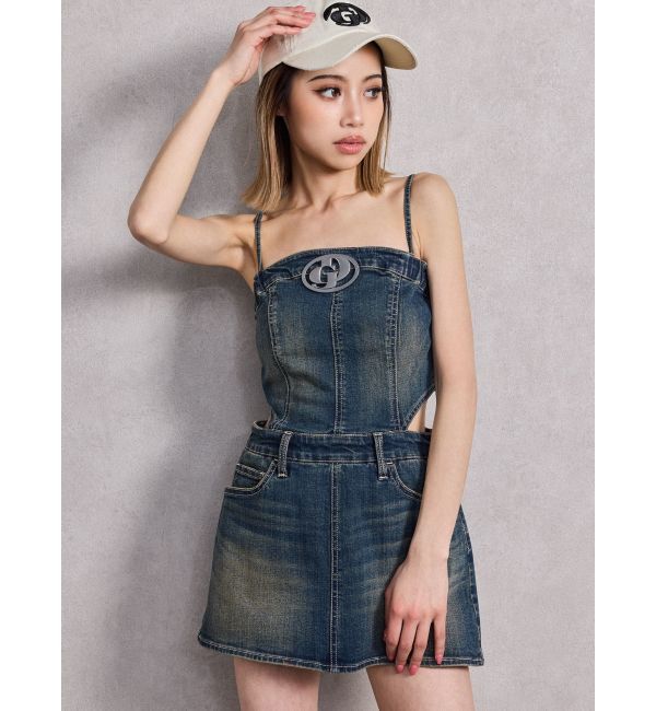 GYDA「GD MOLD SIDE OPENスカートライクデニムワンピース」|ワンピース|
