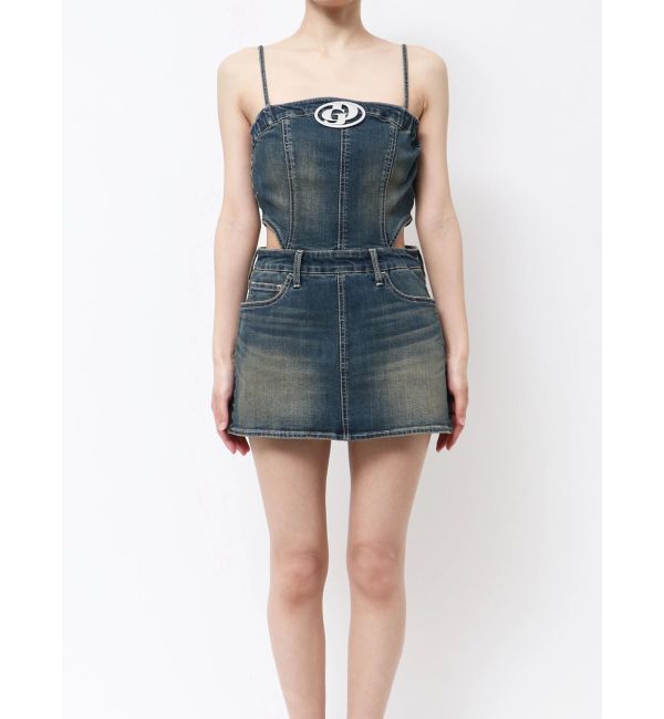 GYDA「GD MOLD SIDE OPENスカートライクデニムワンピース」|ワンピース|