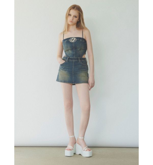 GYDA「GD MOLD SIDE OPENスカートライクデニムワンピース」|ワンピース|
