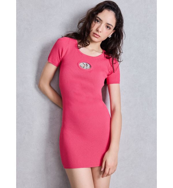 GYDA「GD bijou MOLD ハーフスリーブ ニットワンピース」|ワンピース|