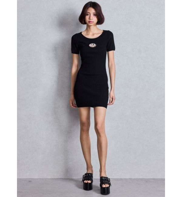 GYDA「GD bijou MOLD ハーフスリーブ ニットワンピース」|ワンピース|