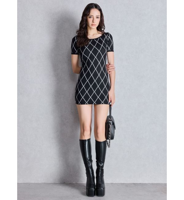 GYDA「bijou quilting ニットワンピース」|ワンピース|