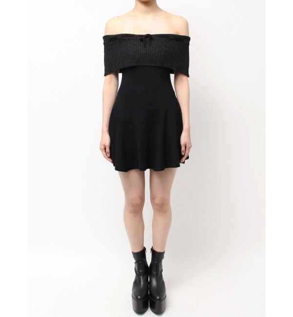 GYDA「ラメオフショルリボンハーフスリーブニットワンピース」|ワンピース|