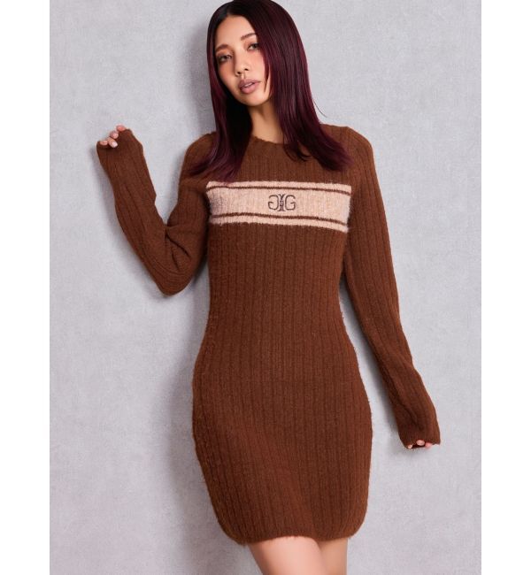 GYDA「Symmetry GYDAリブニットワンピース」|ワンピース|ブラウン