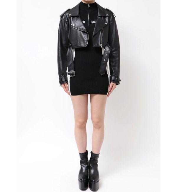 GYDA「Fake leather shortジャケット」|ライダースジャケット|
